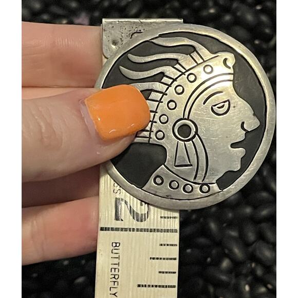 Huge Vintage Sterling Mexico Kachina Mud Man Afghan Storyteller Pin Pendant - Picture 5 of 7